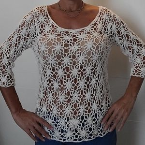 Crochet like knitted blouse